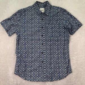 Katin Mens Small Floral Print Button Up Short Sleeve Casual Shirt Camp Viscose